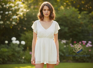 Express White Sheer Chiffon Top Ruched Waist Sz L NWT